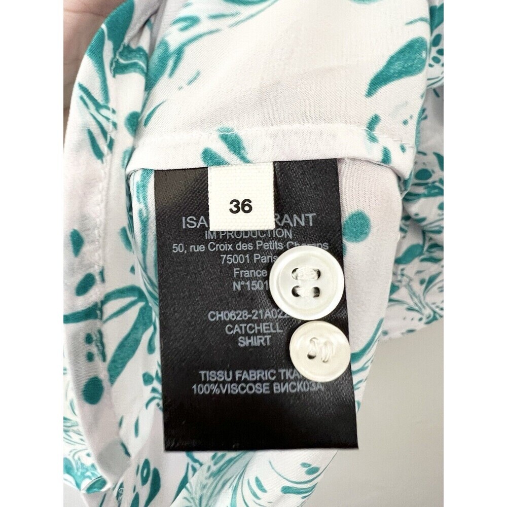 Isabel Marant Etoile Viscose Boho Boxy Blouse Top Artsy White Green Art Top 36 4 - Picture 9 of 11